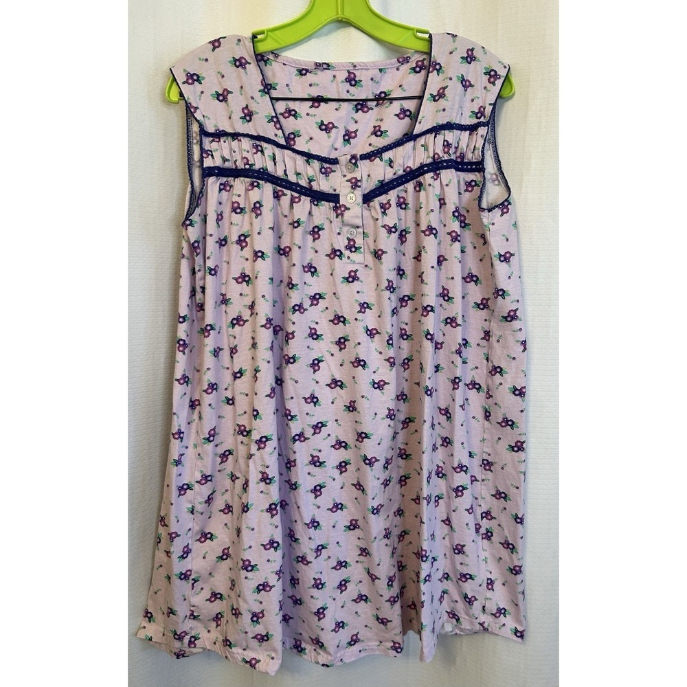 Dreamcrest Purple Floral Sleeveless Nightgown Housedress Womens XL Grandmacore